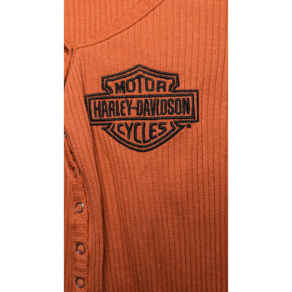 Harley Davison Women's Iron Bond Henley Bodysuit - Vintage Orange Size L - Picture 3 of 6